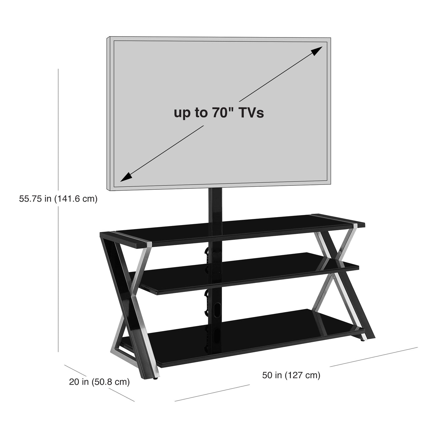 Tv stand for TVs up to 70" 3-in-1